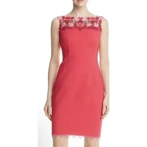 Tahari Coral Lace Midi Dress